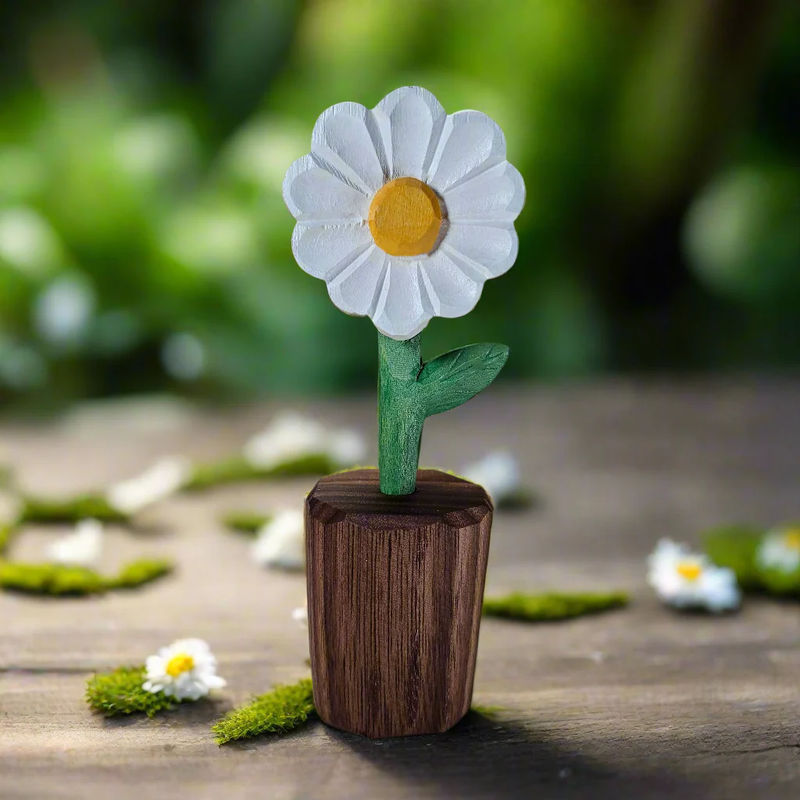Delicate Daisy Wooden Flower Sculpture | Handcrafted & Gift-Ready