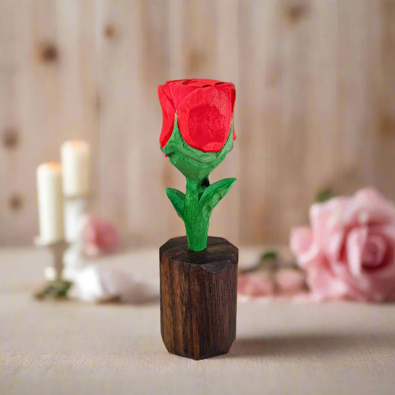 Handmade Wooden Rose With Gift Box Packing