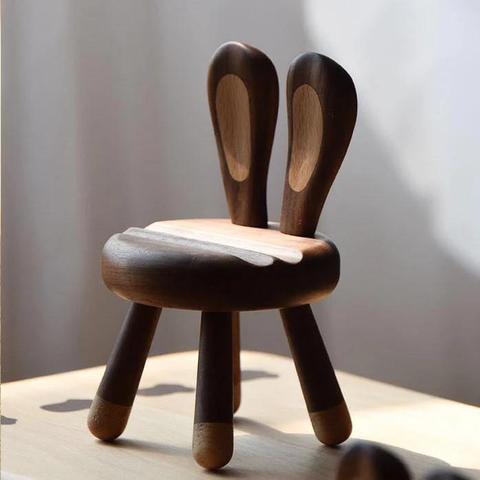 Cell Phone Holder Handmade Wooden Rabbit Ear Chair Unique Phone Stand - Style:Chair