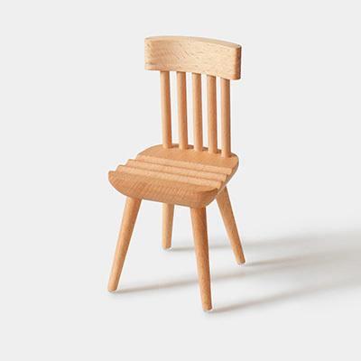 Chair and Bench Phone Holder Stand Handmade Wooden - Size:Chair Beech  （7.3x6.9x15cm）