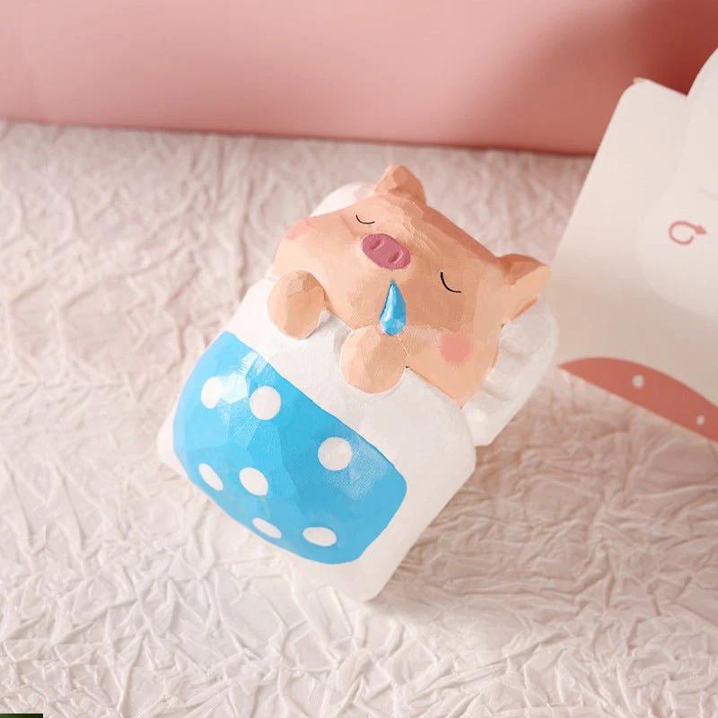 Pig Themed Adorable Hand-Painted Decor - Style:Sleeping