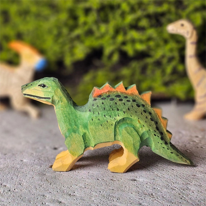 Stegosaurus Hand-Carved Wooden Figurine