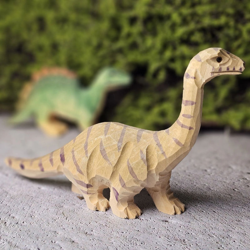 Brachiosaurus Hand-Carved Wooden Figurine