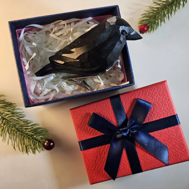 Clip-on Bird Ornaments With Gift Box Packing - Style:Raven