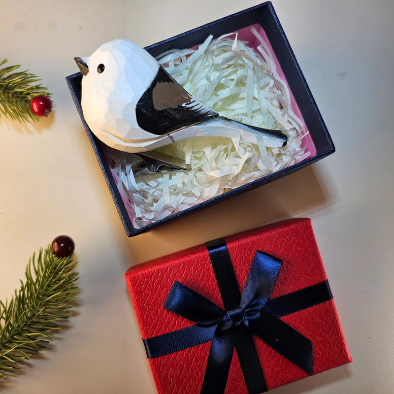 Clip-on Bird Ornaments With Gift Box Packing - Style:Long-tailed-tit_V1