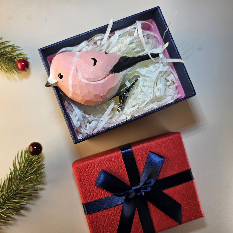 Clip-on Bird Ornaments With Gift Box Packing - Style:Rosefinch