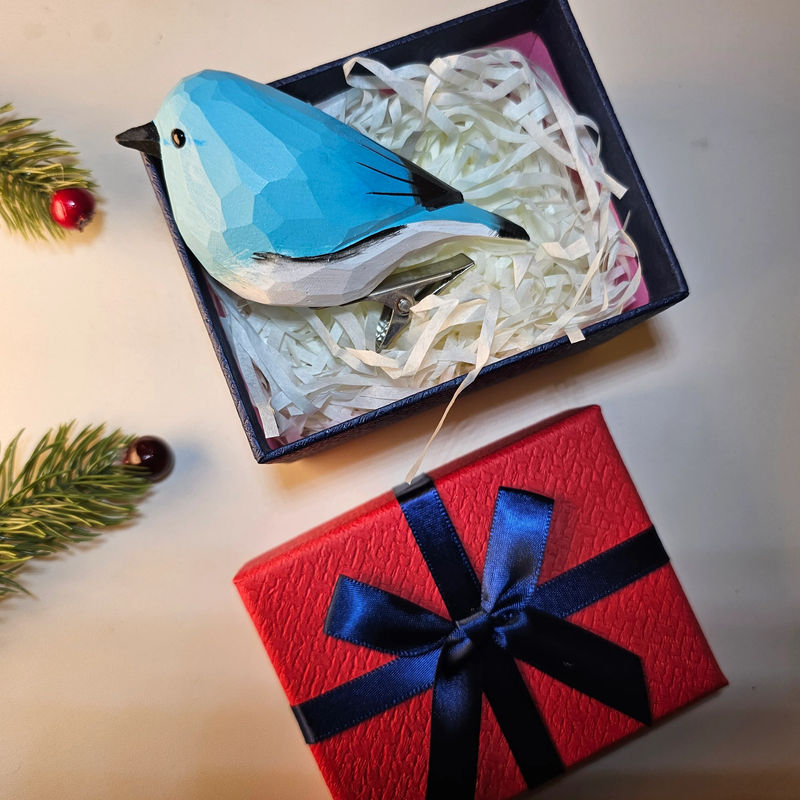 Clip-on Bird Ornaments With Gift Box Packing - Style:Bluebird 1st