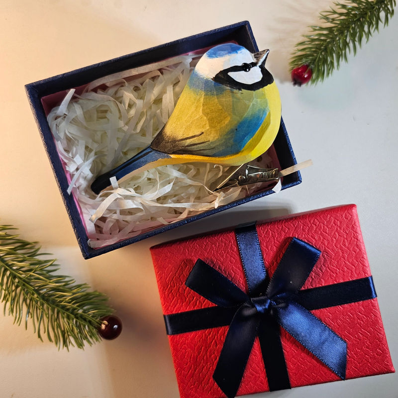 Clip-on Bird Ornaments With Gift Box Packing - Style:Eurasian blue tit