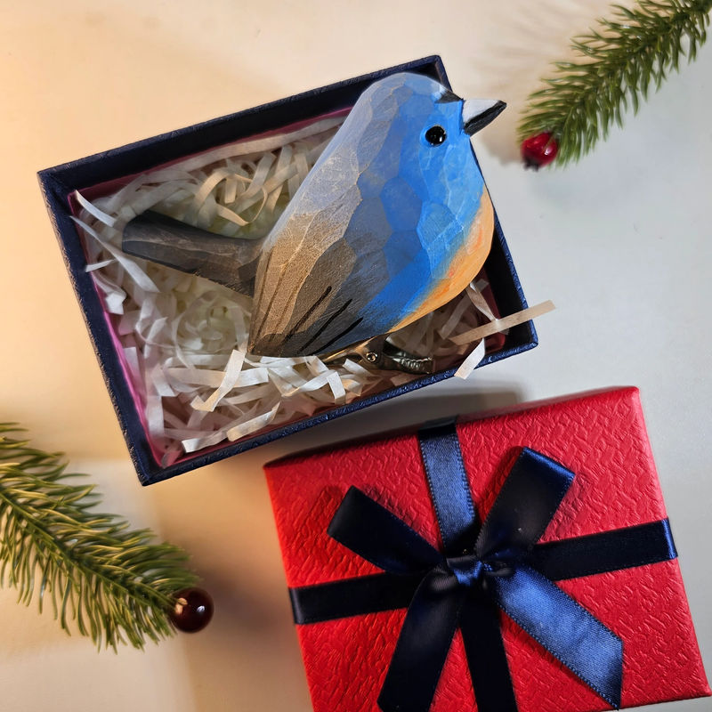 Clip-on Bird Ornaments With Gift Box Packing - Style:Snowy-browed flycatcher