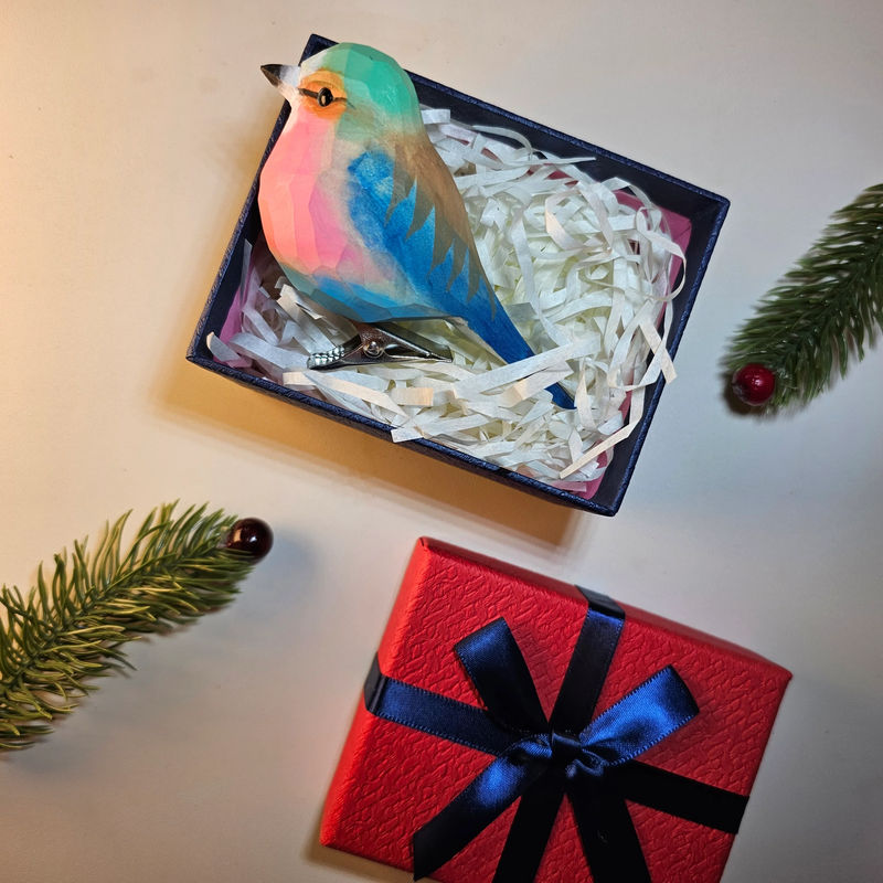 Clip-on Bird Ornaments With Gift Box Packing - Style:Lilac-breasted roller