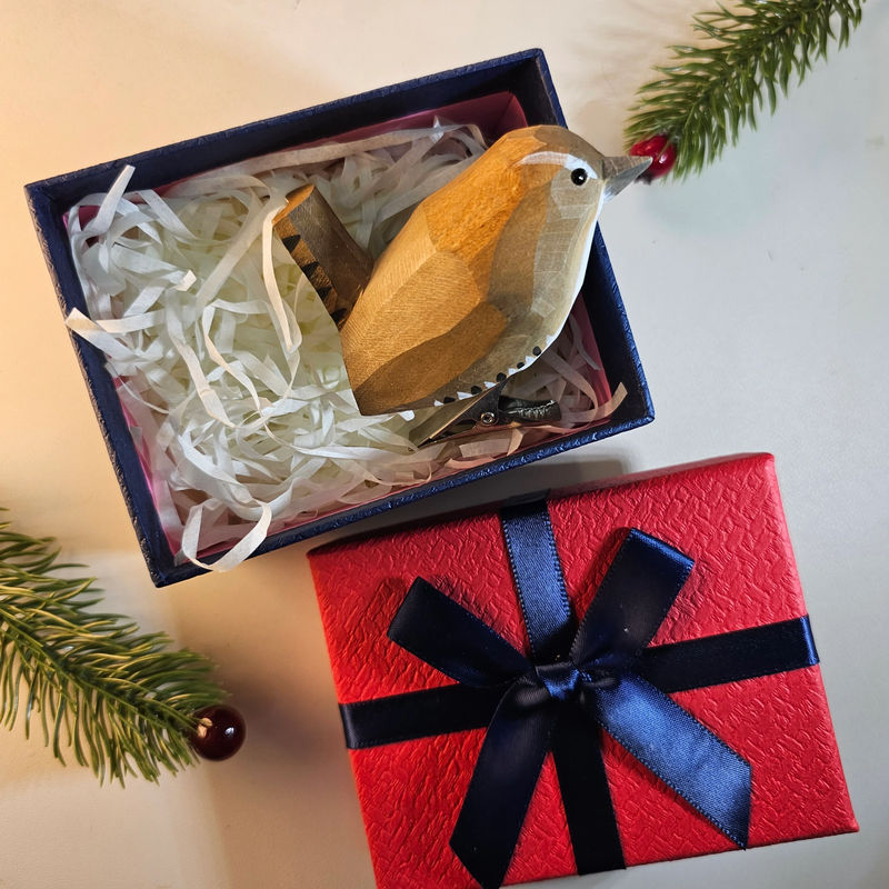 Clip-on Bird Ornaments With Gift Box Packing - Style:Winter Wren