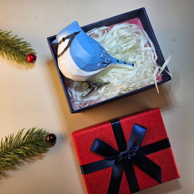 Clip-on Bird Ornaments With Gift Box Packing - Style:Bluejay
