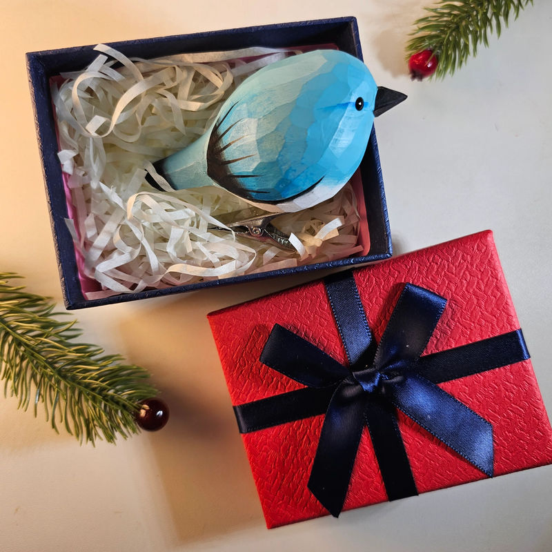 Clip-on Bird Ornaments With Gift Box Packing - Style:Bluebird 2nd