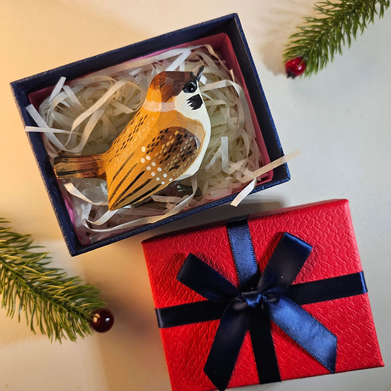 Clip-on Bird Ornaments With Gift Box Packing - Style:Sparraw-V2