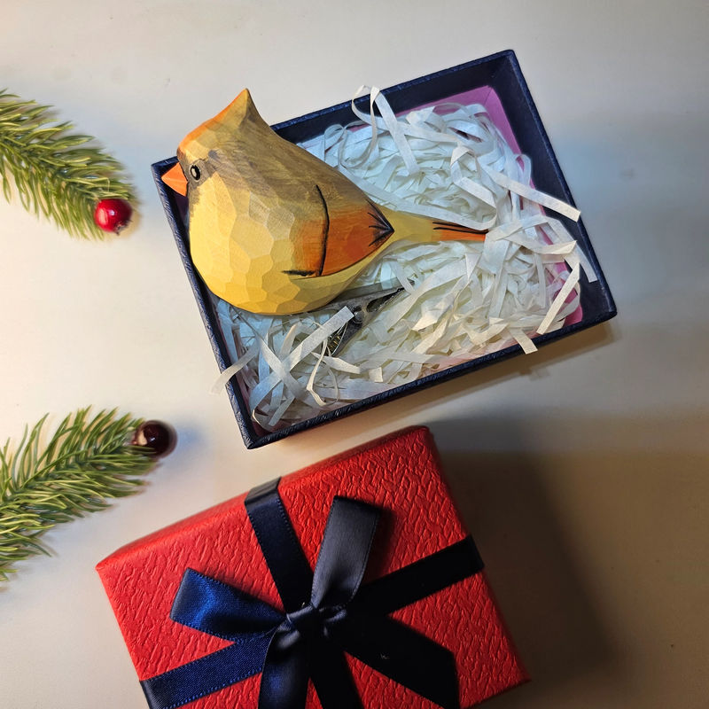Clip-on Bird Ornaments With Gift Box Packing - Style:Cardinal_Female