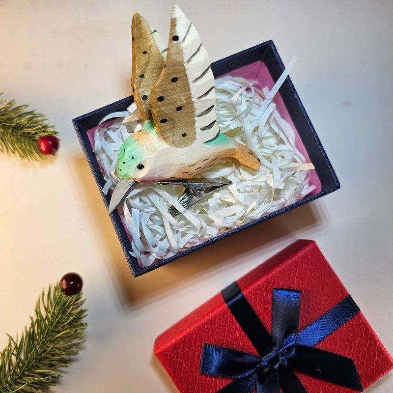 Clip-on Bird Ornaments With Gift Box Packing - Style:Humming bird_A