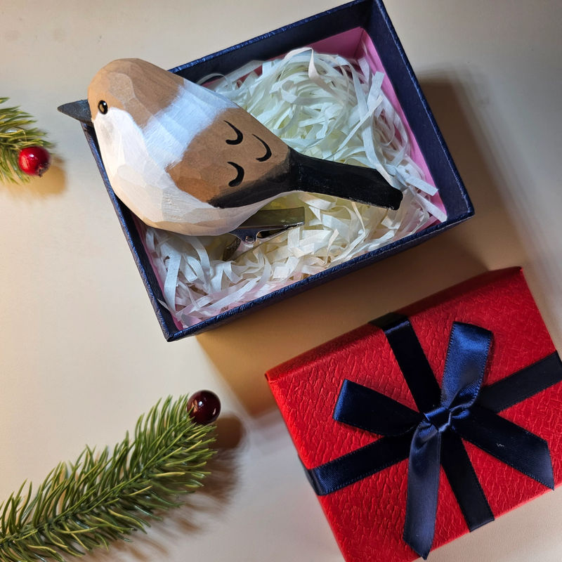 Clip-on Bird Ornaments With Gift Box Packing - Style:Sparraw-V1