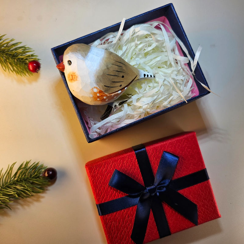 Clip-on Bird Ornaments With Gift Box Packing - Style:Zebra Finch-A