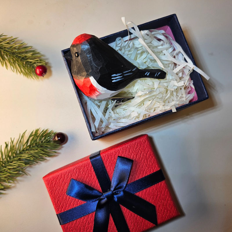 Clip-on Bird Ornaments With Gift Box Packing - Style:Australasian Robin