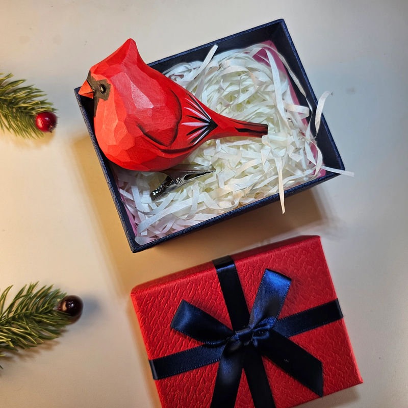 Clip-on Bird Ornaments With Gift Box Packing - Style:Cardinal_Male
