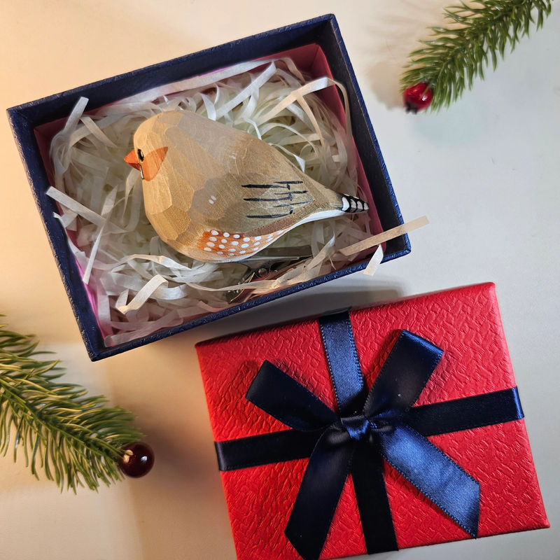 Clip-on Bird Ornaments With Gift Box Packing - Style:Zebra Finch-B