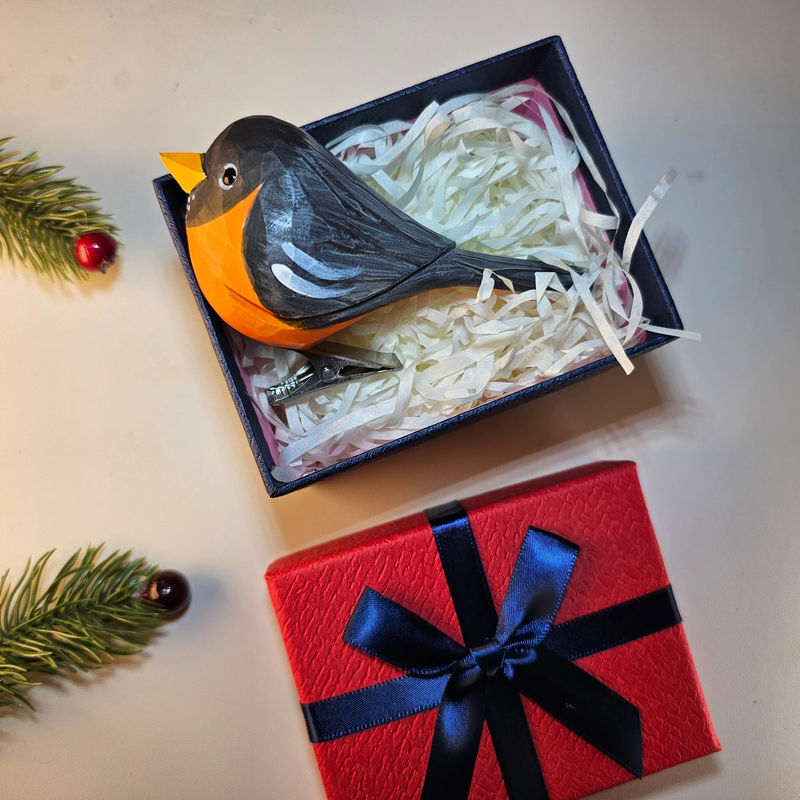 Clip-on Bird Ornaments With Gift Box Packing - Style:American Robin