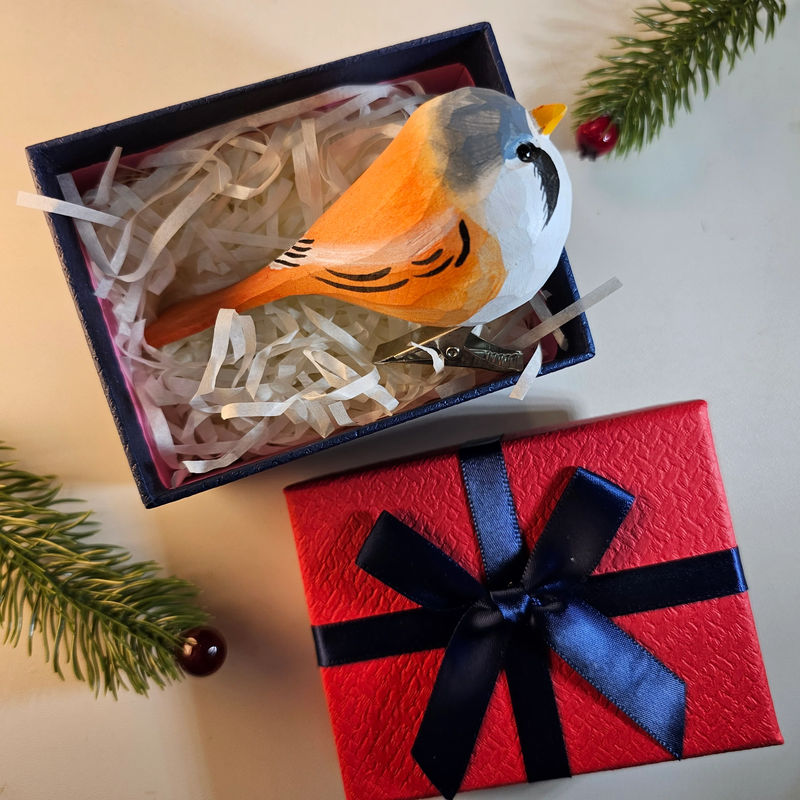 Clip-on Bird Ornaments With Gift Box Packing - Style:Bearded Tit