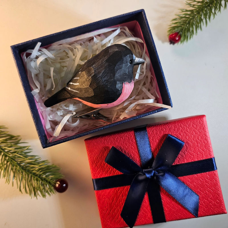 Clip-on Bird Ornaments With Gift Box Packing - Style:Pink Robin