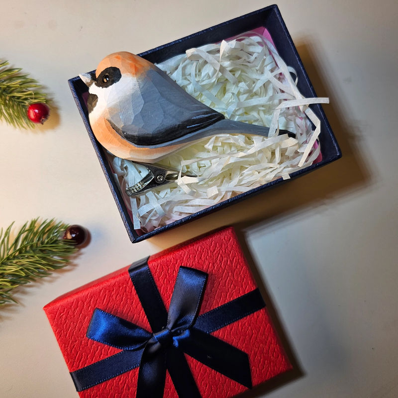 Clip-on Bird Ornaments With Gift Box Packing - Style:Black-throated-bushtit