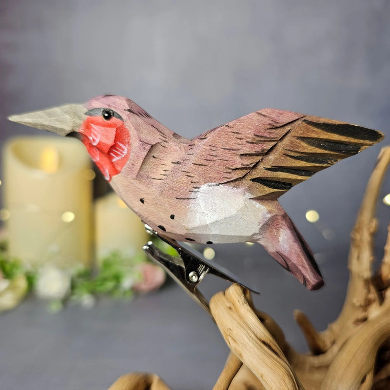 Ruby-Throated Hummingbird Clip-On Figurine - Color:Purple