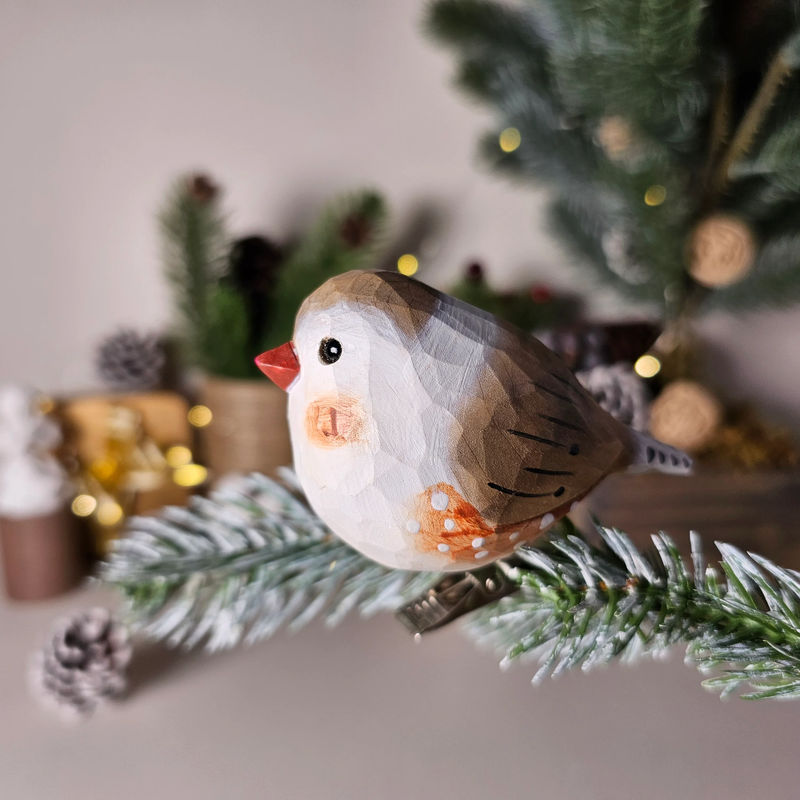 Zebra Finch Bird Clip-on Ornament - Color:Beige