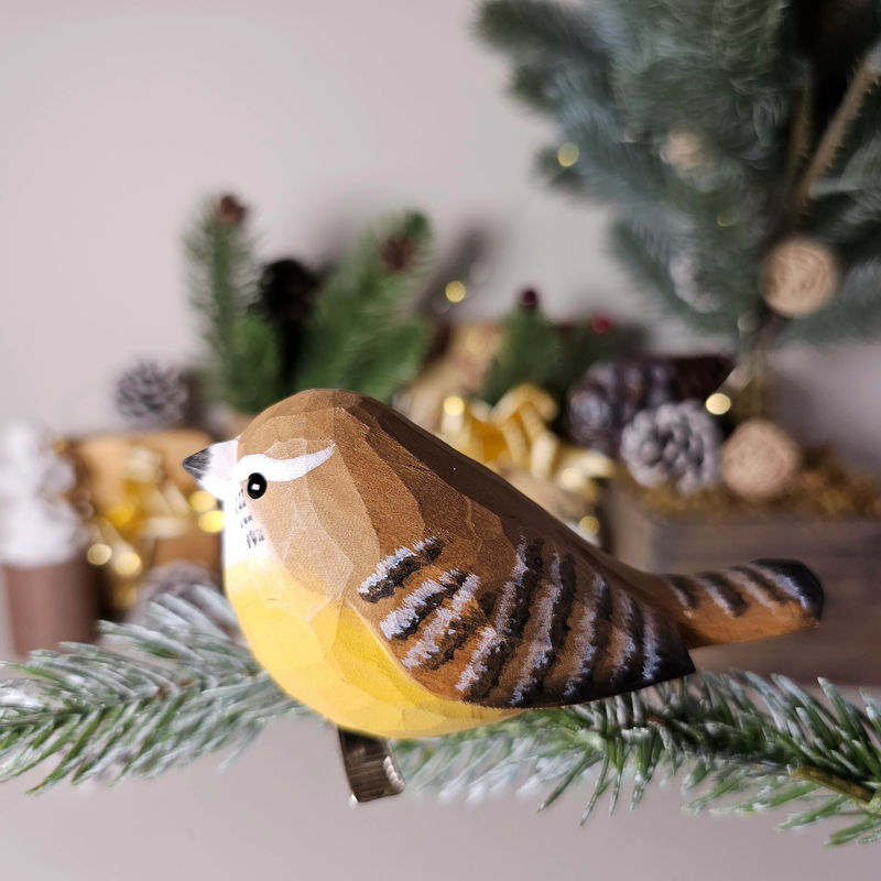 Carolina Wrens Clip-on Bird Ornament