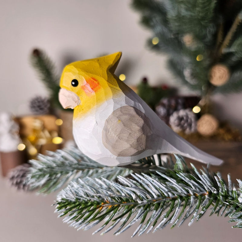 Cockatiel Clip-on Bird Ornament - Color:White