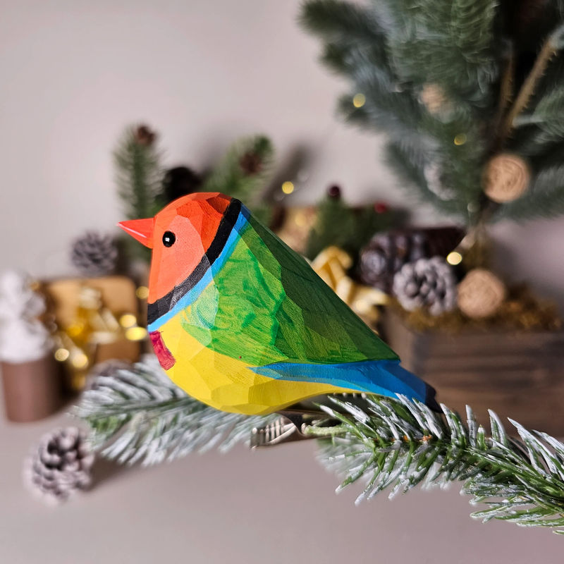 Gouldian finch Clip-on Bird Ornament - Color:Orange