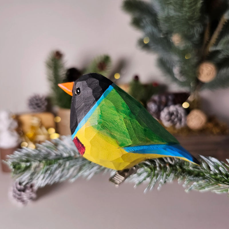 Gouldian finch Clip-on Bird Ornament - Color:Black