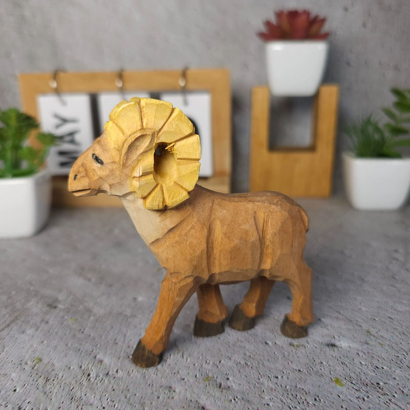 Bighorn Sheep Wood Figurine