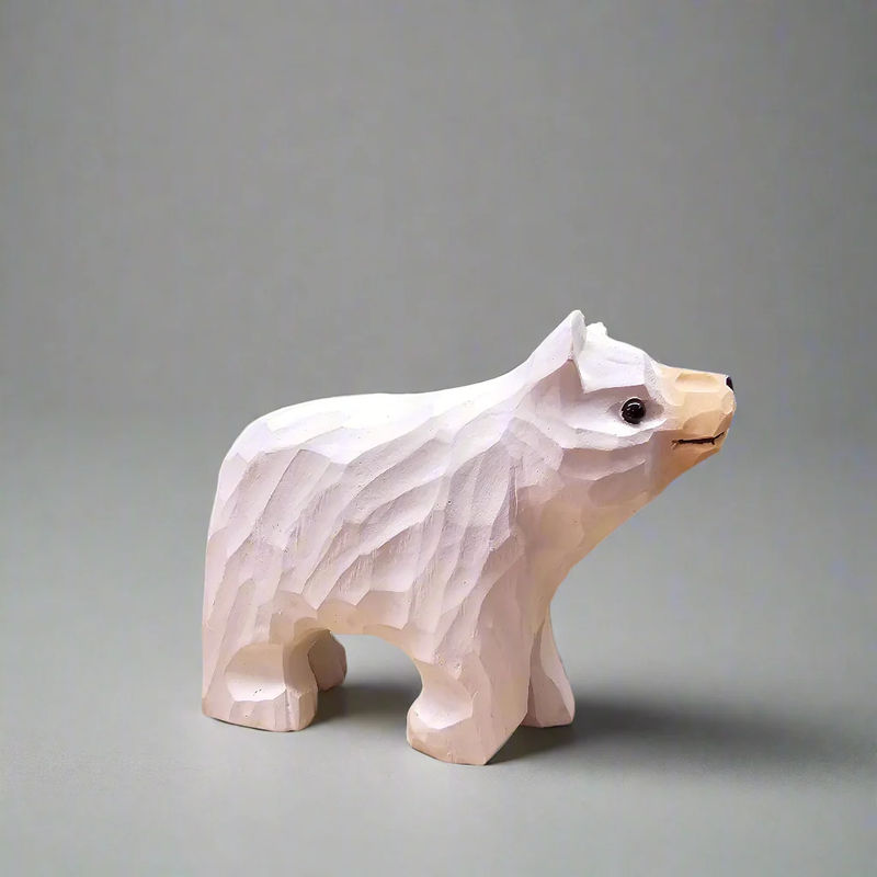 Black Bear 3" Hand-Painted Wood Figurine - Style:Polar Bear