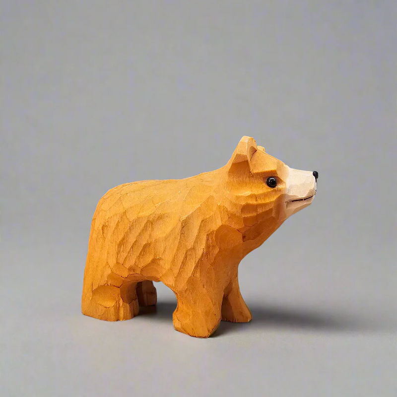 Black Bear 3" Hand-Painted Wood Figurine - Style:Brown Bear