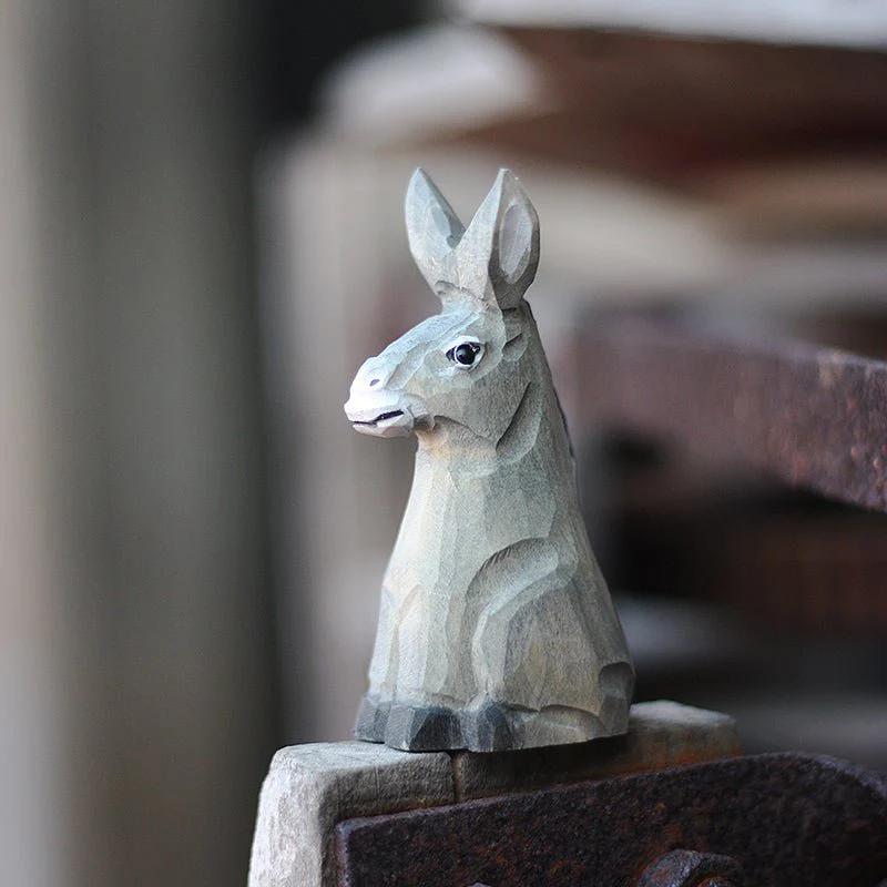 Donkey Sculpted Hand-Painted Animal Wood Figure