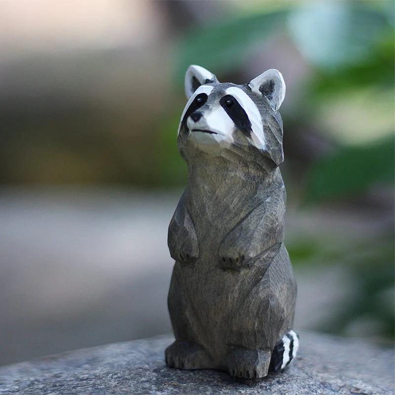 Raccoon Sculpted Hand-Painted Animal Wood Figure