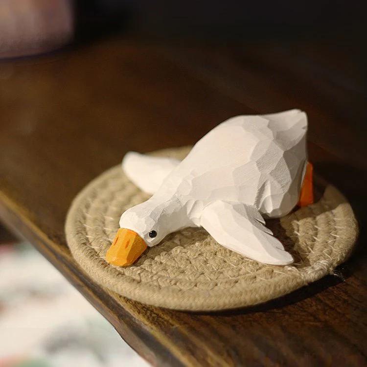 Hand-Painted Wooden Lying Duck Figurine – Charming Home Decor