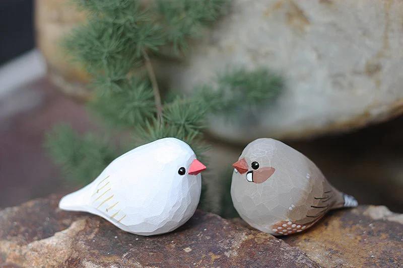 Zebra Finch Couple Figurine - Style:B+C