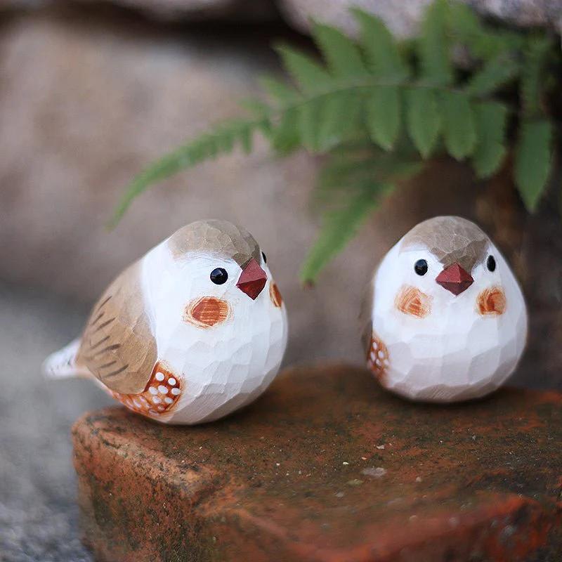 Zebra Finch Couple Figurine - Style:A+A