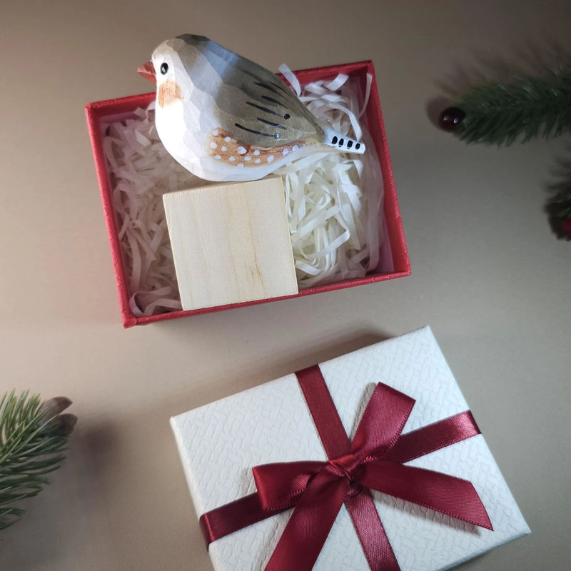 Bird Figurine comes with wooden stand and gift box packaging - Style:Zebra Finch-A