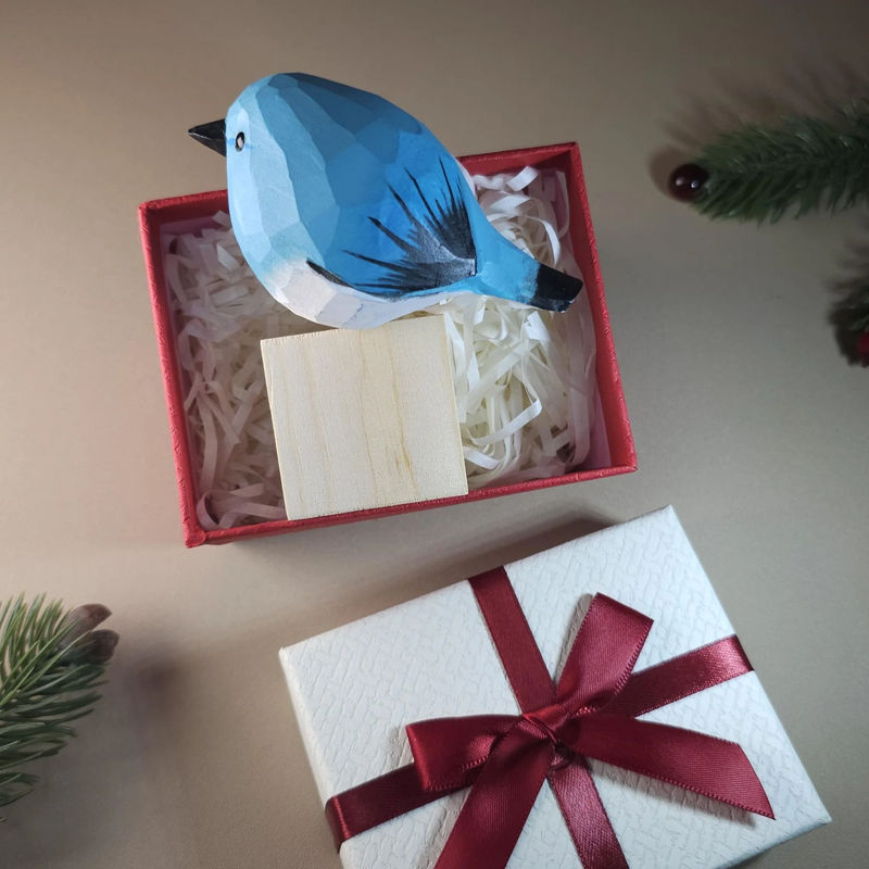 Bird Figurine comes with wooden stand and gift box packaging - Style:Bluebird 2nd