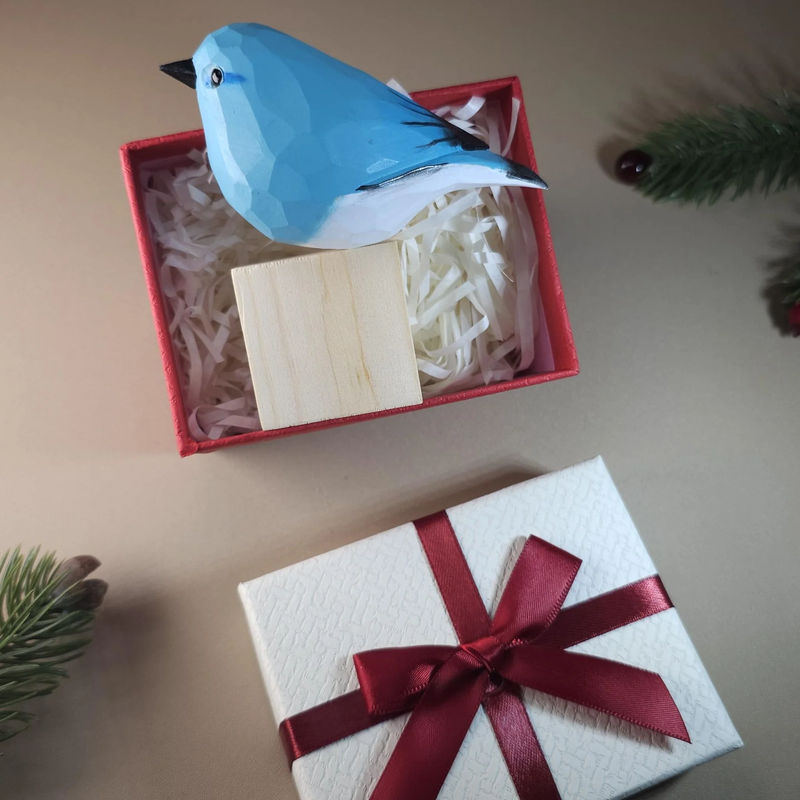 Bird Figurine comes with wooden stand and gift box packaging - Style:Bluebird 1st