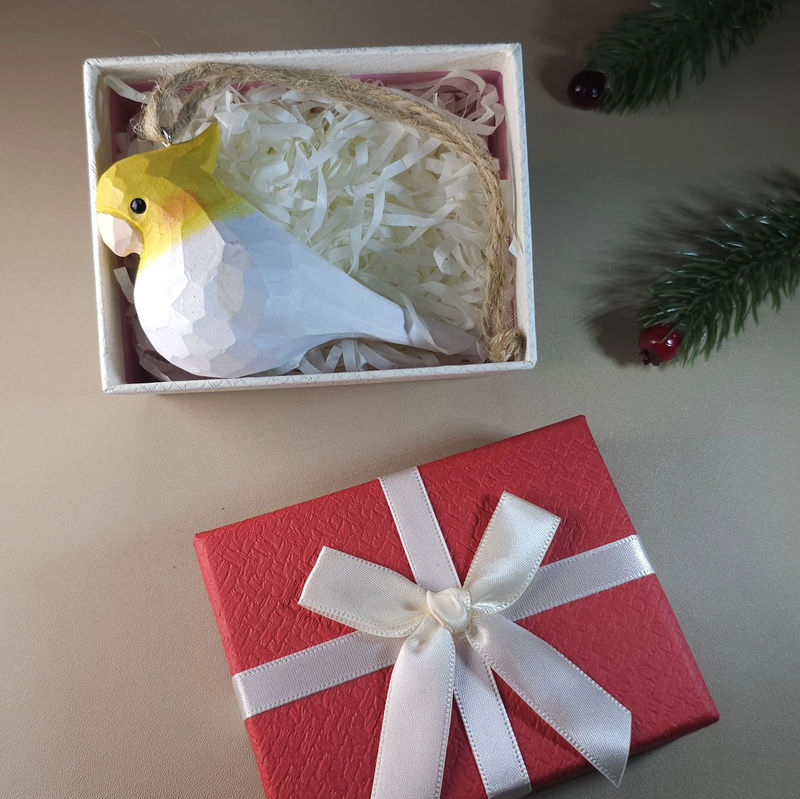 Bird Hanging Ornaments With Gift Box Packing - Style:Cockatiel_White