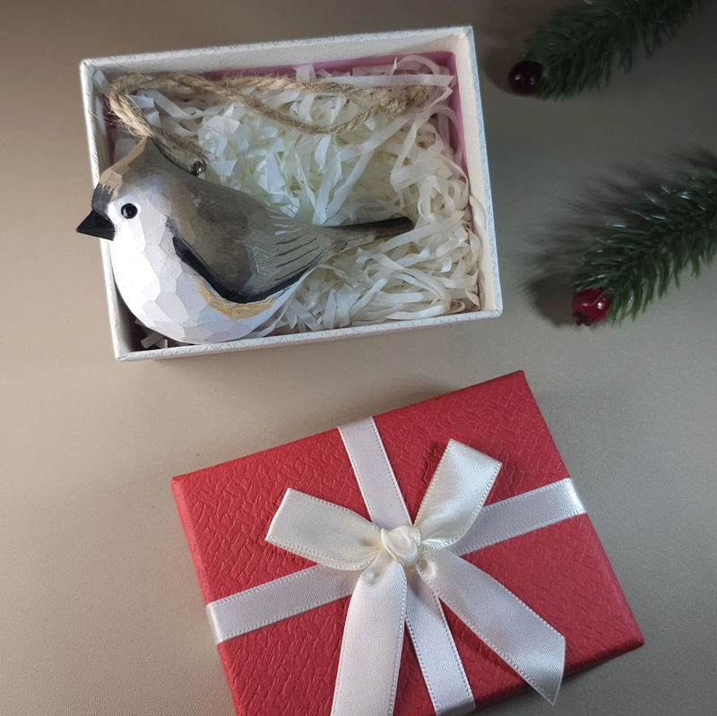 Bird Hanging Ornaments With Gift Box Packing - Style:Tufted Titmouse-Brown