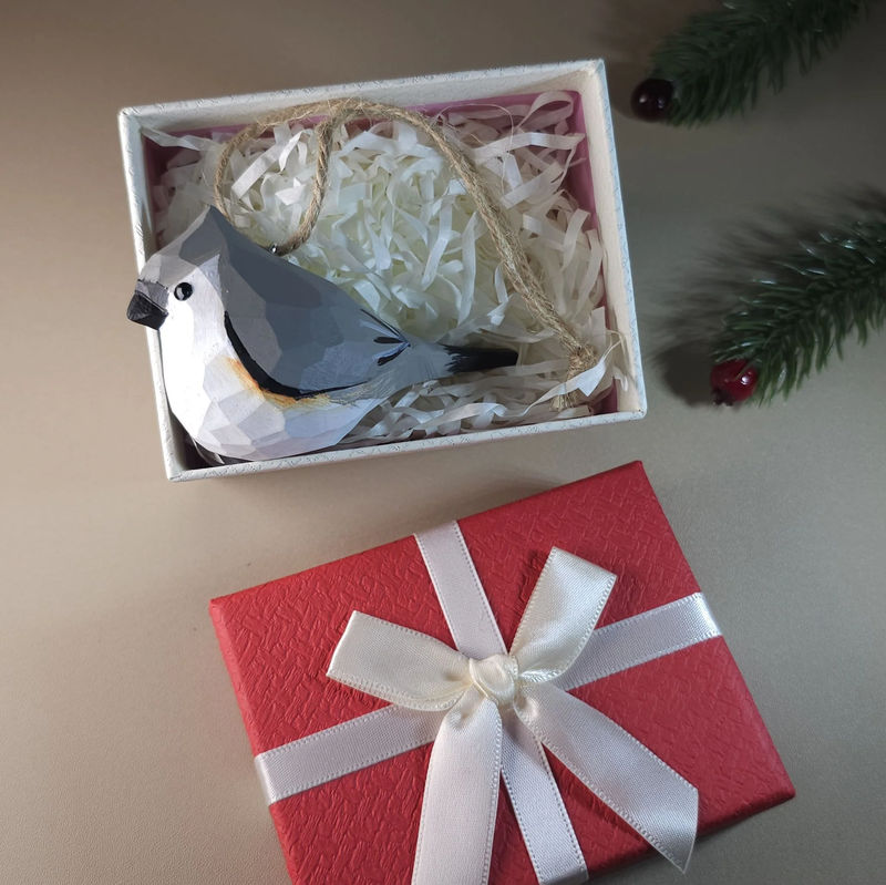 Bird Hanging Ornaments With Gift Box Packing - Style:Tufted Titmouse-Gray