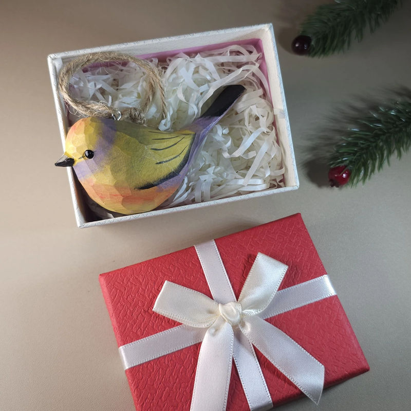 Bird Hanging Ornaments With Gift Box Packing - Style:White-Browed Tit-Warbler
